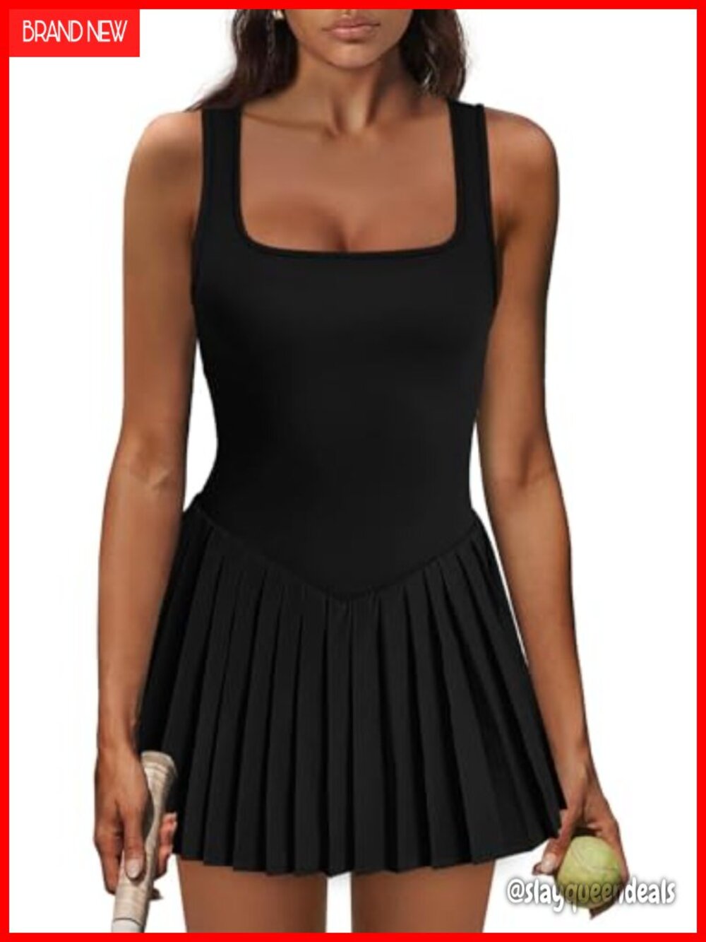 Athletic Dress with Built-in Shorts Sleeveless Golf Tennis Dress